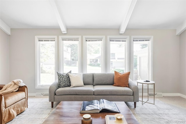 4821 W 102nd Ave, Westminster, CO 80031 - living room featuring beam ceiling