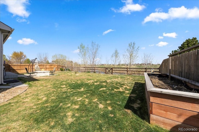 view of yard featuring a fenced backyard