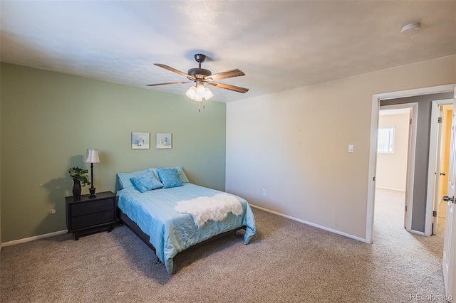 bedroom featuring carpet and ceiling fan