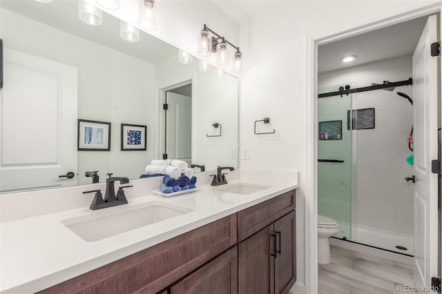 22773 E Narrowleaf Cir, Aurora, CO 80016 - full bath with toilet, a stall shower, and double vanity