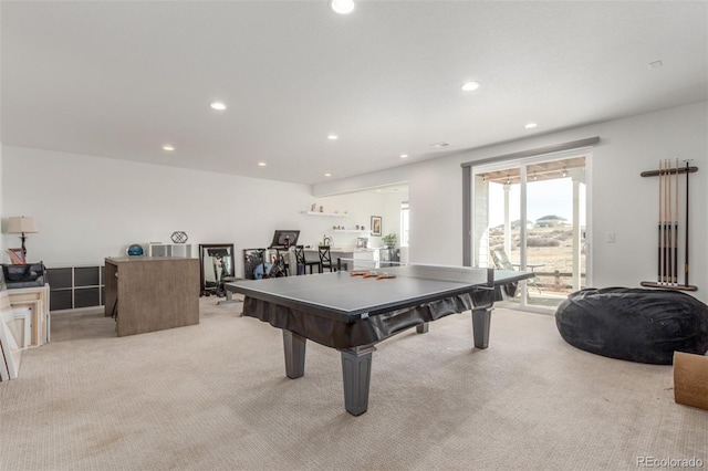 22773 E Narrowleaf Cir, Aurora, CO 80016 - recreation room with pool table, light colored carpet, and recessed lighting