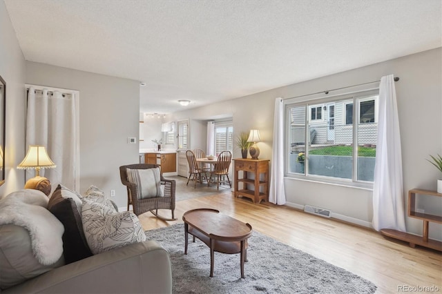 1799 S Lee St Unit B, Lakewood, CO 80232 - living area featuring light wood finished floors, a textured ceiling, and baseboards