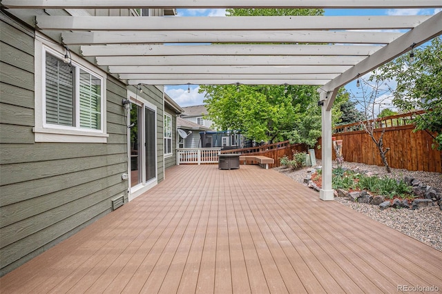 3389 Willowrun Dr, Castle Rock, CO 80109 - wooden terrace with a fenced backyard and a pergola