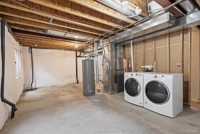 10685 Cherrybrook Cir, Highlands Ranch, CO 80126 - unfinished below grade area featuring gas water heater, washing machine and clothes dryer, and heating unit