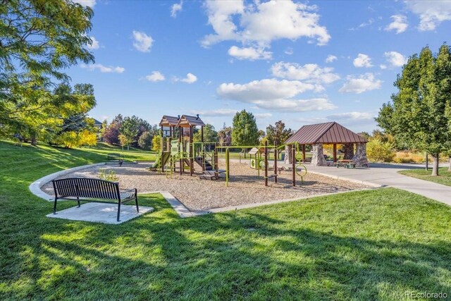 10685 Cherrybrook Cir, Highlands Ranch, CO 80126 - community jungle gym featuring a gazebo and a lawn
