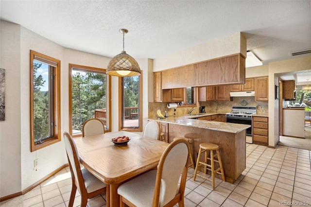 4992 White House Trl, Evergreen, CO 80439 - dining space featuring plenty of natural light, light tile patterned floors, baseboards, and a textured ceiling