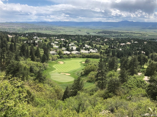 birds eye view of property featuring a mountain view