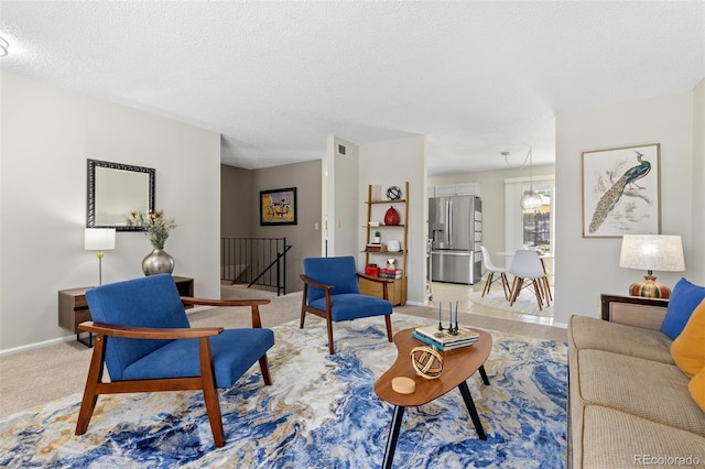 1204 Catalpa Cir, Broomfield, CO 80020 - living room featuring light colored carpet and a textured ceiling