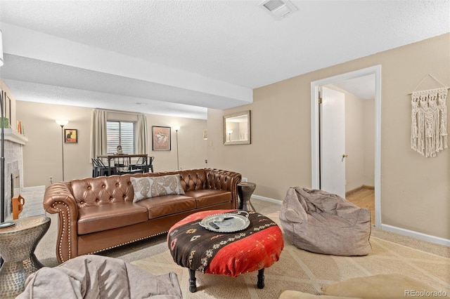 1204 Catalpa Cir, Broomfield, CO 80020 - carpeted living room with a fireplace and baseboards