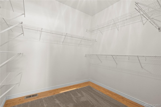 walk in closet featuring hardwood / wood-style flooring