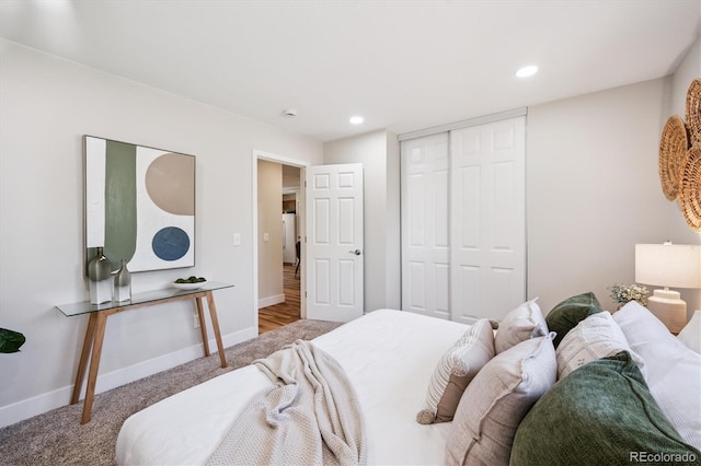 20714 E Buchanan Dr, Aurora, CO 80011 - bedroom with carpet flooring, recessed lighting, and a closet