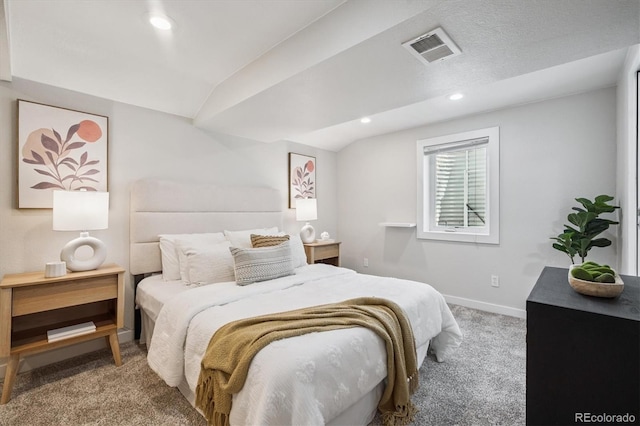 20714 E Buchanan Dr, Aurora, CO 80011 - carpeted bedroom featuring lofted ceiling and recessed lighting