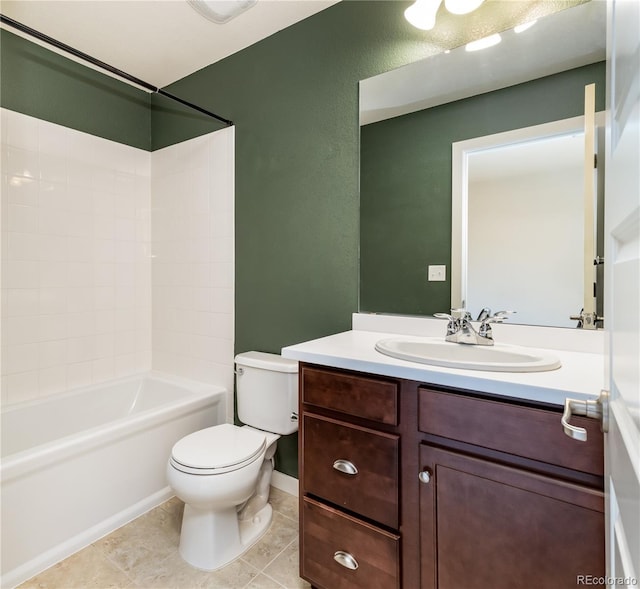 10154 Belvedere Loop, Lone Tree, CO 80124 - bathroom featuring toilet, vanity, tile patterned floors, and tub / shower combination