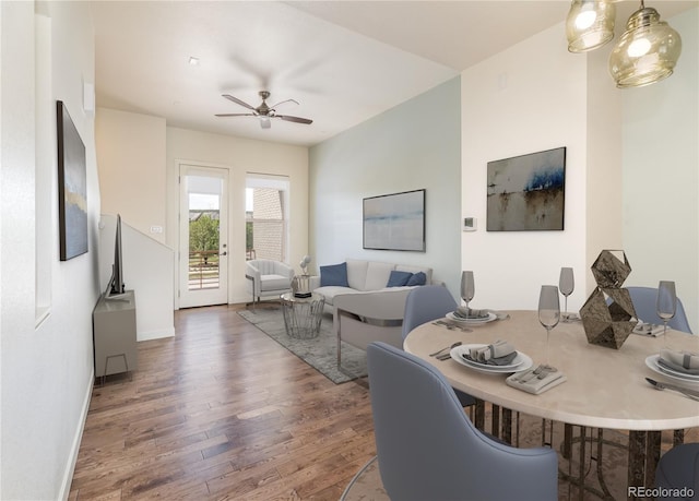 10154 Belvedere Loop, Lone Tree, CO 80124 - dining space with wood finished floors and a ceiling fan