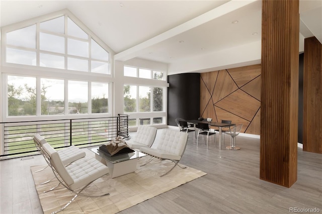 4935 E Preserve Ln, Greenwood Village, CO 80121 - living area featuring high vaulted ceiling and wood finished floors