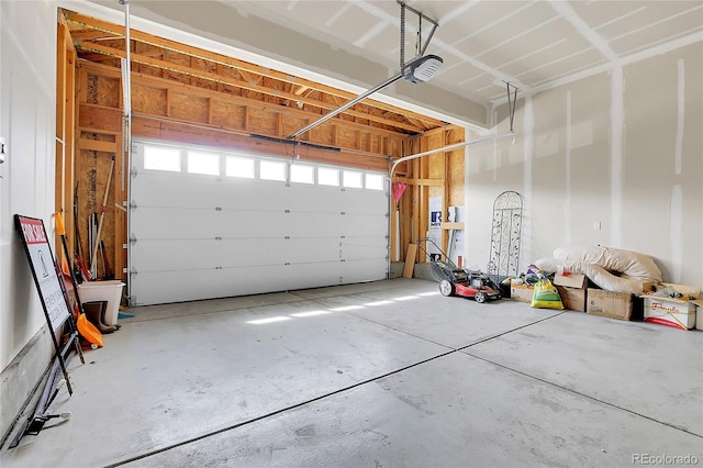 garage with a garage door opener