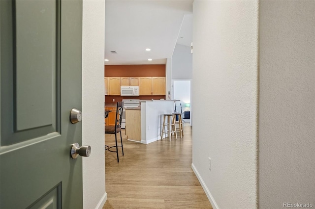 9692 W Coco Cir Unit 304, Littleton, CO 80128 - corridor with light wood-style floors, baseboards, and recessed lighting