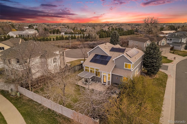 aerial view with a residential view