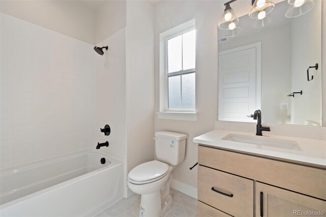 1724 Barefoot Dr, Windsor, CO 80550 - full bath with toilet, tile patterned floors, vanity, tub / shower combination, and baseboards
