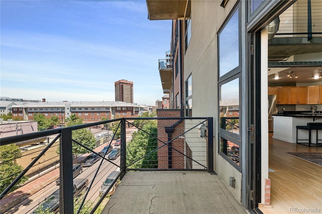 balcony featuring a city view