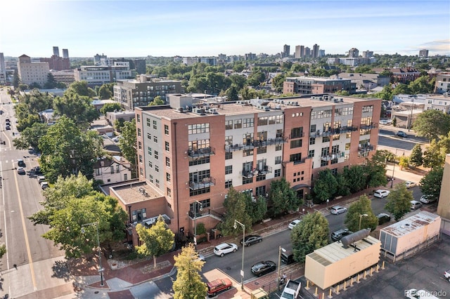 drone / aerial view with a view of city