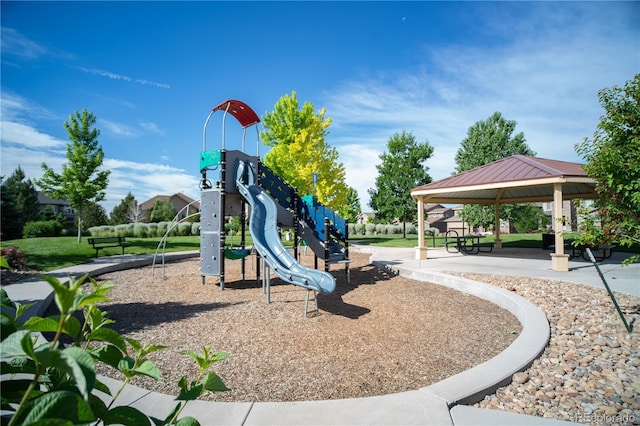 community jungle gym with a gazebo