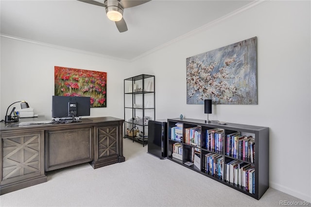 11389 E Maplewood Ave, Englewood, CO 80111 - carpeted office space featuring ceiling fan and ornamental molding