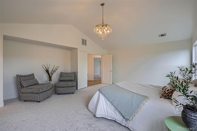 22367 Quail Run Dr, Parker, CO 80138 - carpeted bedroom with a chandelier and high vaulted ceiling