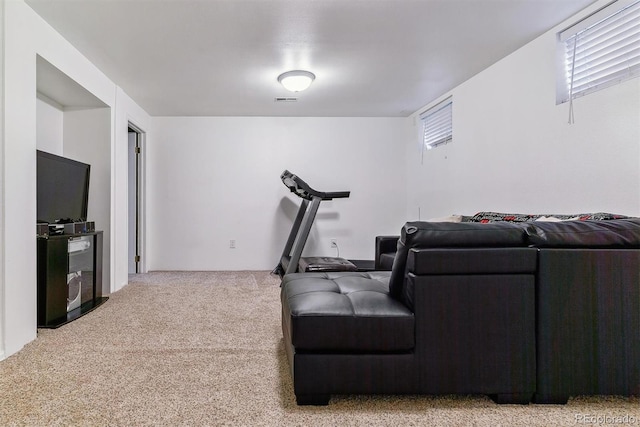 living room with carpet