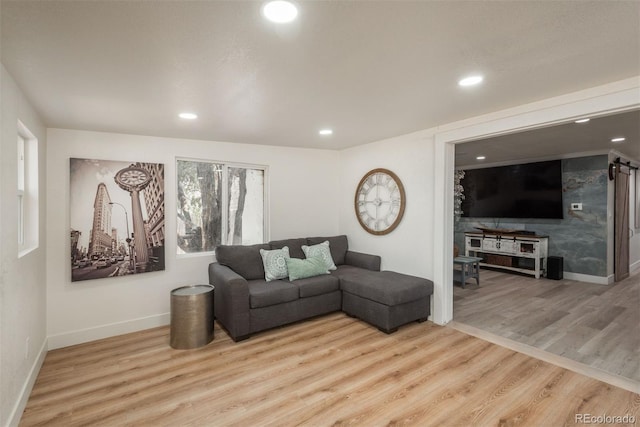 living room featuring light hardwood / wood-style flooring