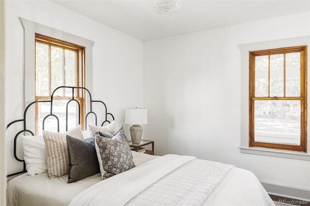 bedroom featuring ornamental molding