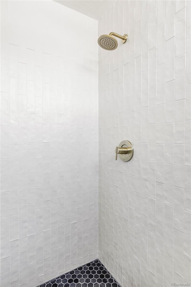 bathroom with a tile shower