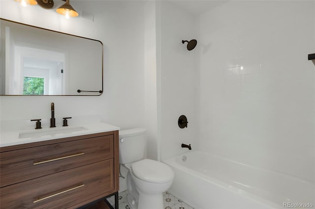 full bathroom with vanity, toilet, and shower / bathing tub combination