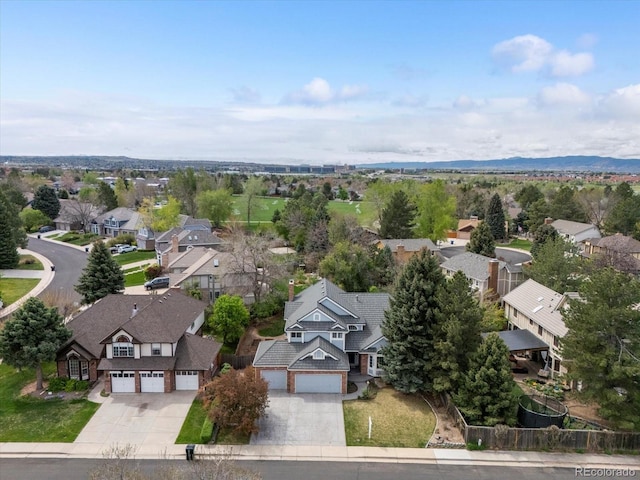 bird's eye view with a residential view