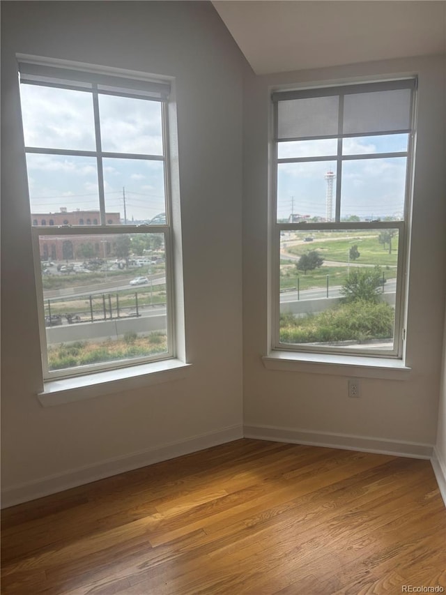 1441 Central St Unit 211, Denver, CO 80211 - empty room with plenty of natural light, light wood-type flooring, baseboards, and lofted ceiling