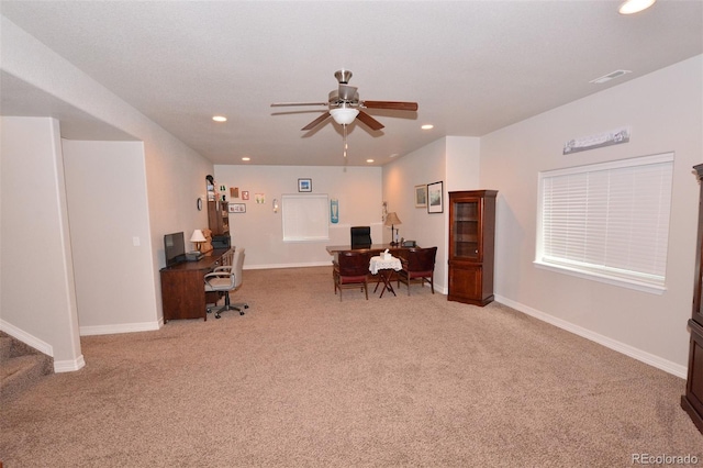 10511 Desert Bloom Way, Colorado Springs, CO 80925 - carpeted office space with ceiling fan and recessed lighting