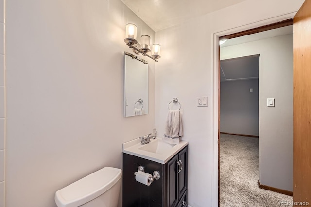 1824 S Columbine St, Denver, CO 80210 - half bathroom with vanity, toilet, and baseboards