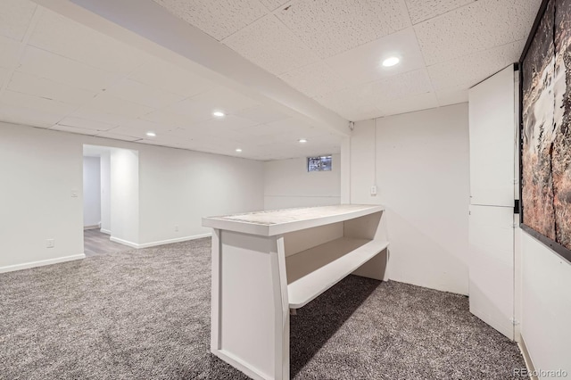 1824 S Columbine St, Denver, CO 80210 - finished basement with carpet, recessed lighting, a paneled ceiling, and baseboards
