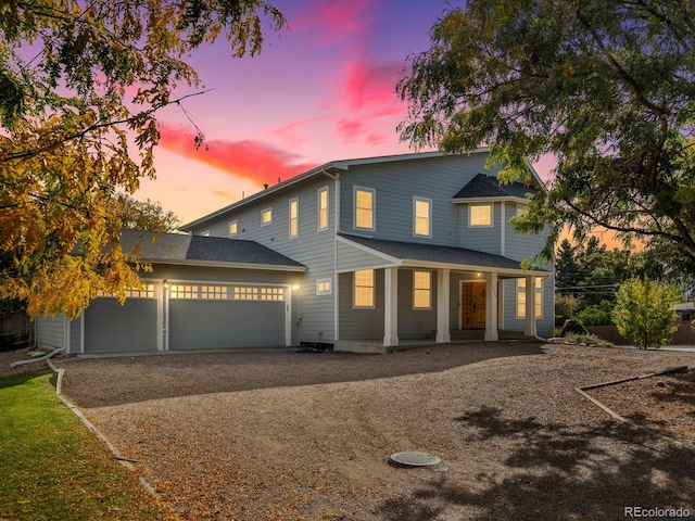 view of front of home with a garage