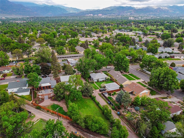 1325 N Foote Ave, Colorado Springs, CO 80909 - aerial overview of property's location with mountains and nearby suburban area