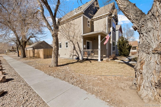 view of home's exterior featuring covered porch