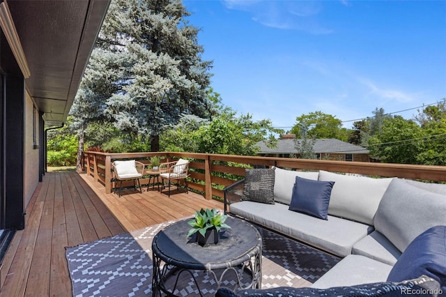 2180 Myrtlewood Ln, Lakewood, CO 80215 - deck featuring an outdoor hangout area