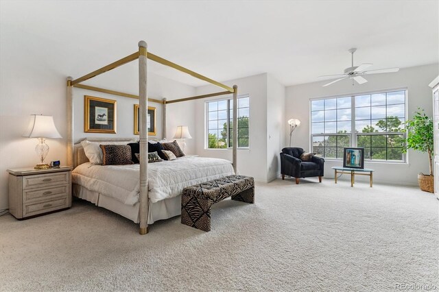 9411 E Hidden Hill Ln, Lone Tree, CO 80124 - bedroom with carpet, multiple windows, and a ceiling fan