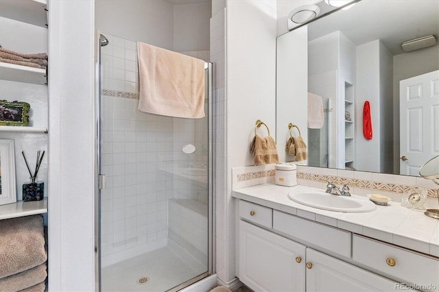 9411 E Hidden Hill Ln, Lone Tree, CO 80124 - bathroom with vanity and a shower stall
