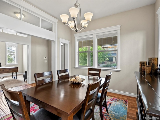 8012 E 50th Dr, Denver, CO 80238 - dining area with a chandelier and wood finished floors