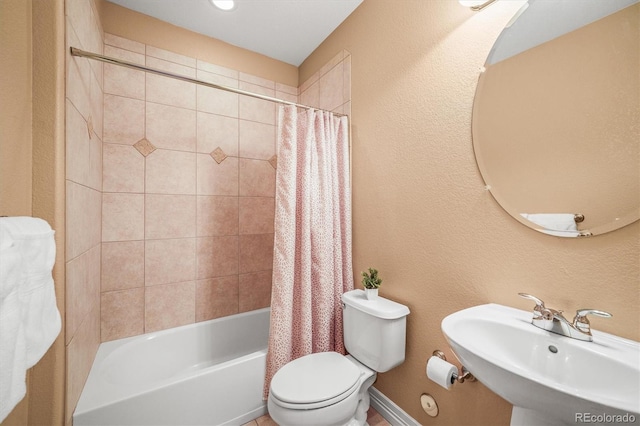 6475 Umber Cir, Arvada, CO 80007 - bathroom with a sink and shower / bathtub combination with curtain