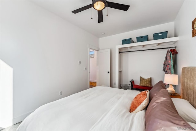 bedroom with a closet and ceiling fan