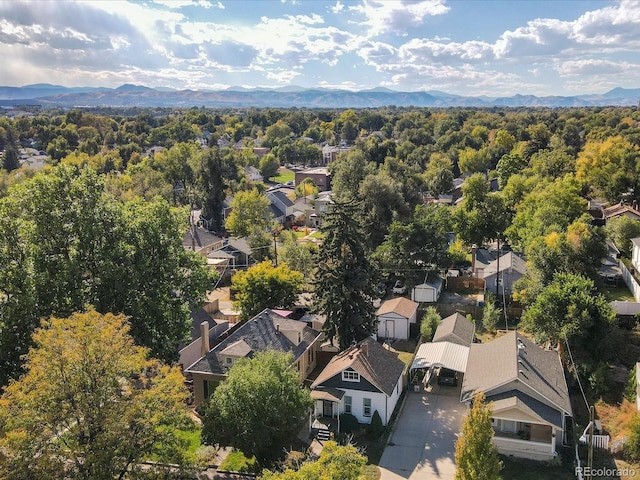 aerial view with a mountain view