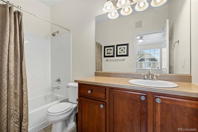 16179 E Geddes Ln Unit 96, Aurora, CO 80016 - bathroom with shower / tub combo, a ceiling fan, and vanity