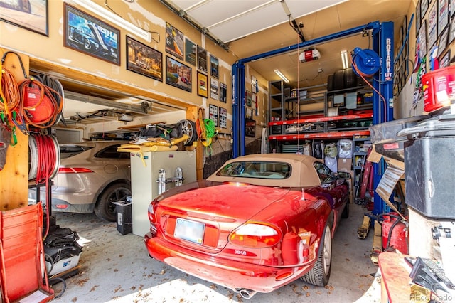 garage with a garage door opener